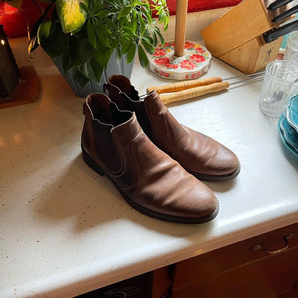 Chaps genuine leather Chelsea ankle boots (Brown) (EU-42) (US-9.5)
